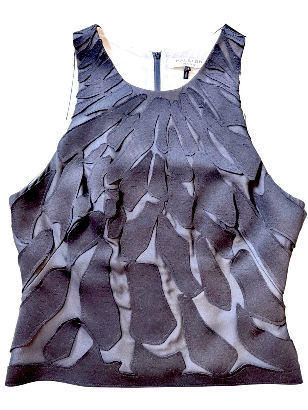 Halston Heritage Black Textured Sleeveless Top